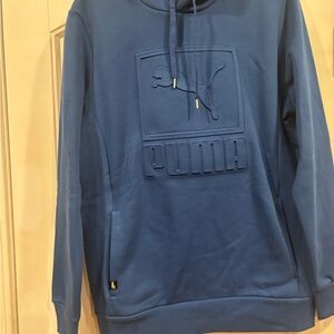 Puma Men's Navy Blue Embossed Logo Hoodie